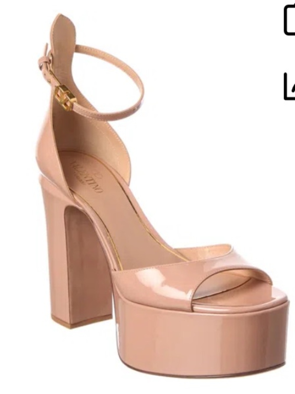 ONE SINGLE SHOE Valentino Tan-Go 155 Patent Platform Heel RIGHT HEEL ONLY 37 1/2 - Picture 1 of 8